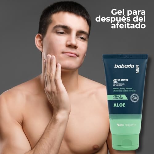 Babaria - After Shave Hombre Con Aloe Vera | Crema Hidratante Facial Para Después Del Afeitado | Crema Cara Hombre Refrescante Y Calmante | After Shave Con Aloe Vera - imagen 3