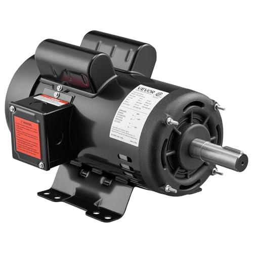 VEVOR 5 HP Electric Motor, 1725RPM Air Compressor Motor, CW/CCW Rotation, 1.125 inch Shaft Diameter, 2.75inch Shaft Length, 20.7N.m Torque, Single-Phase, ODP Cooling, 230V, 184T Frame