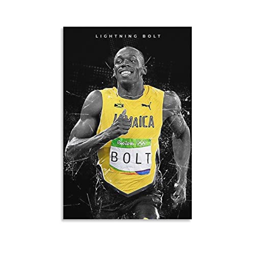 SECOLI Usain Bolt ArtFashion - Póster decorativo para pared, lienzo para sala de estar, dormitorio, 20 x 30 cm