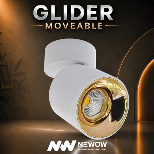 Image of NW 18W Glider SF Moveable White with Gold Aluminium 360 Degree Adjustable Cylindrical Shape LED Surface Light | COB Light | Wall Light | Spot Light | Light Color- Warm White (Pack of 4)