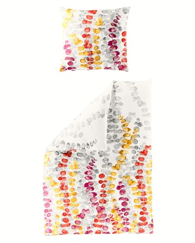 JACK by Bierbaum Mako Satin Bettwäsche 2 TLG. Blätter Eukalyptus Offwhite...