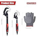 pipe wrench adjustable wrench set, pipe vise wrench set 15in,10.5in,pipe wrench tools,High carbon steel material,capacity is 0.6-2.4in(2Pcs,Includes a pair of gloves) - Image 2