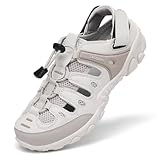 SAGUARO DAMEN TREKKINGSANDALEN, RUTSCHFEST ATMUNGSAKTIV GESCHLOSSENE SANDALEN, WANDERSANDALEN DAMEN FÜR OUTDOOR SPORT, BEIGE 38 EU