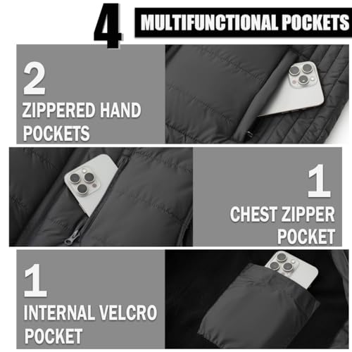 Image of Msmsse Men's Outerwear Vests Winter Quilted Padded Vest Gilet Stand Collar Warm Puffer Vest