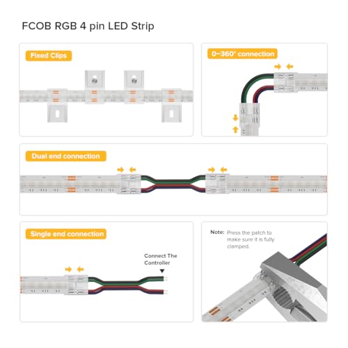 Tira LED RGB FCOB 16.4FT 810LEDs/m con fuente 150W miniatura 5