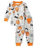 The Children's Place,Unisex Baby,and Kids, Sibling Matching, Holiday Pajama Sets, Cotton,Ghosts/Pumpkins Halloween,8