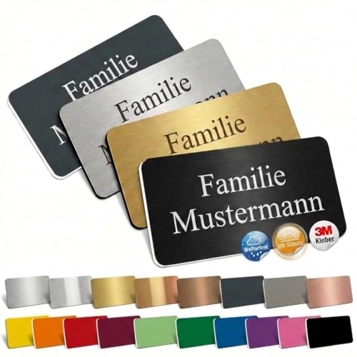 FOTOFOL NAMENSSCHILD BRIEFKASTEN PERSONALISIERT Namensschilder mit Gravur für Haustür Wetterfestes Türschild Personalisiert für Türklingel & Briefkasten Frei anpassbare Größe 1 Stück