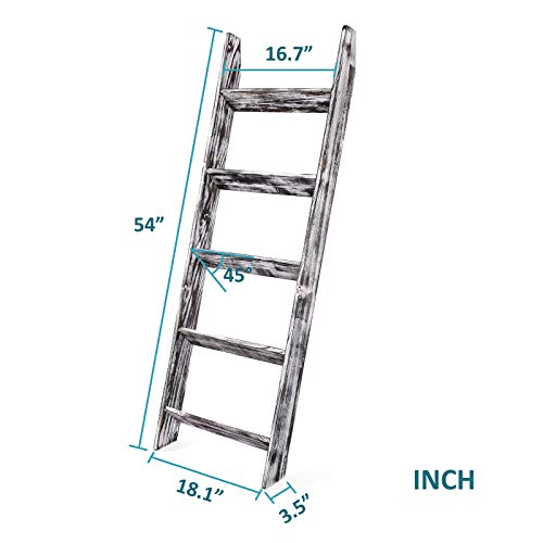 N\A Blanket Ladder - 4.5 Ft Wood Rustic Decorative Quilt Ladder Stand, Wall-Leaning White Vintage Wooden Throw Blanket Rack Holder