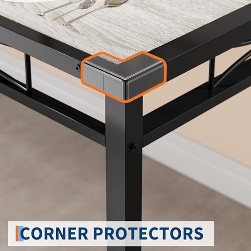 GarveeHome Dining Table Set for 2, Dining Table with 2 Upholstered Chairs, Wood 3-Piece Kitchen Dining Room Table Set with Corner Protector for Small Space, Kitchen, Apartment, Rustic Gray