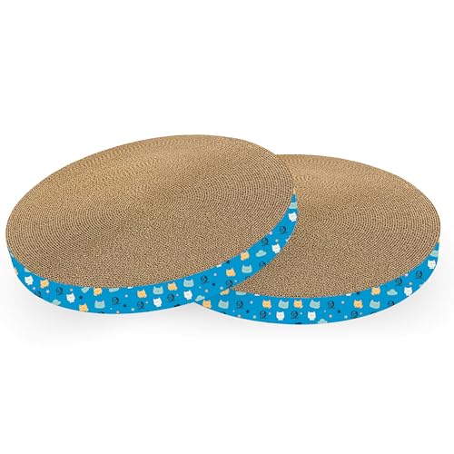 Image of Foodie Puppies Oval Cat Scratcher Replacement Refill Pads - Set of 2 | Durable, Eco-Friendly Cardboard Inserts for Cat Scratcher Base | Easy to Replace | Suitable for Cats & Kittens