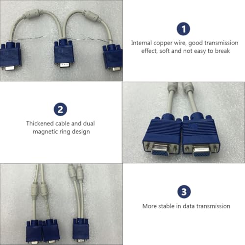 Cable divisor VGA con doble anillo magnético para pantallas duales 7