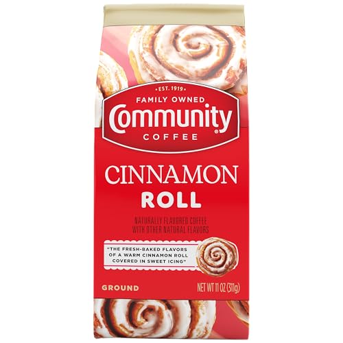 Image of Community Coffee Cinnamon Roll Flavored Ground Coffee, Naturally Flavored, 11 Ounce (Pack of 1)