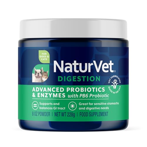 Image of NaturVet Advanced Probiotics & Enzymes Supplements for Dogs & Cats - 8 oz | Supports & Balances the GI Tract for Sensitive Stomachs & Digestive Needs, Powder