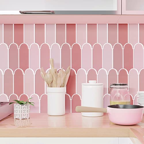 Atcoogus Peel And Stick Backsplash For Kitchen,Thicker Design Premium Feather Pink Peel And Stick Backsplash, Seamless Backsplash Tile For Bathroom,12"X 12"(10-Sheet Pink) #TOP2