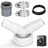 Abfluss Waschmaschine Doppelanschluss Y-Adapter, Doppelanschluss Abfluss Adapter für Waschmaschine und Geschirrspüler, mit Eingangsstutzen von 19-24 mm und Abgang 40mm Rohr mit Schlauchschelle