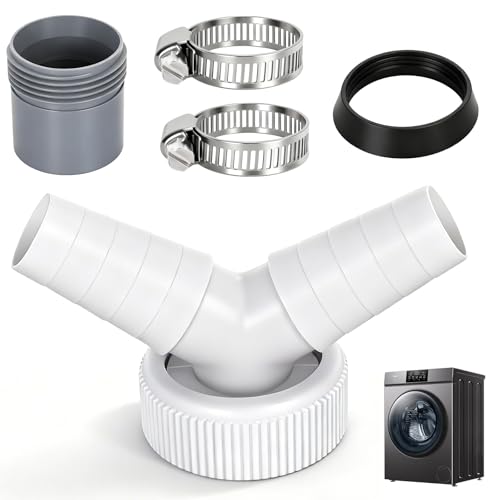 Abfluss Waschmaschine Doppelanschluss Y-Adapter, Doppelanschluss Abfluss Adapter für Waschmaschine und Geschirrspüler, mit Eingangsstutzen von 19-24 mm und Abgang 40mm Rohr mit Schlauchschelle