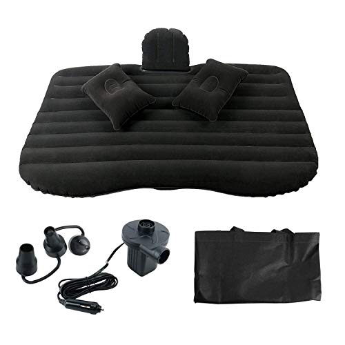 NovelBee Back Flocking Surface Car Travel Inflatable Mattress Air Bed Camping with 2