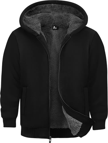 boys Fleece Jacket Zip Up hoodie Kids Winter Coats Warm Soft Sherpa Lined Hoodie Outerwear Teens 6-15