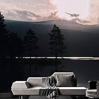 Wall Mural Sunset Sunrise Background Nature Scenery Removable Self-Adhesive Wallpaper Wall Decoration for Bedroom Living Room - 66x96 inches