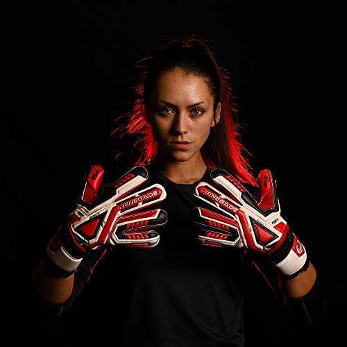 Renegade GK Fury Inferno Goalie Gloves with Pro-Tek Finger Spines | 4mm Giga Grip & 4mm Duratek | Red, White, Black Soccer Goalkeeper Gloves (Size 7, Youth, Roll Cut, Level 4) - Thumbnail 4