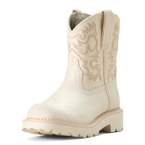 Ariat Women's Fatbaby Western Boot, Distressed Ivory, 5.5
