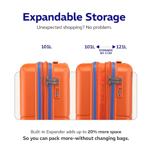 Image of Provogue Lumina Hard-Sided PP 75 Cm Trolley Bag Large Size | Expandable Space with 8 Wheels Trolley Bags for Travel | Combination Lock | 5 Year Warranty (Burnt Orange)