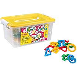 Maletin Plastilina Amazon Jovi - Baúl con moldes de corte para plastilina, 2 juegos de letras, 2 juegos de números y 2 juegos de formas geométricas, 96 piezas (7/96)