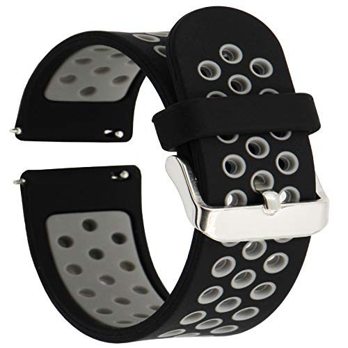 Ekezon 22mm Watch Band for Gear S3 Bands, Galaxy Watch 46mm Strap, Quick Release Replacement Bands Compatible with Samsung Gear 2 R380 Neo R381 Live R382 Smart Watch (Black Grey, 22MM)