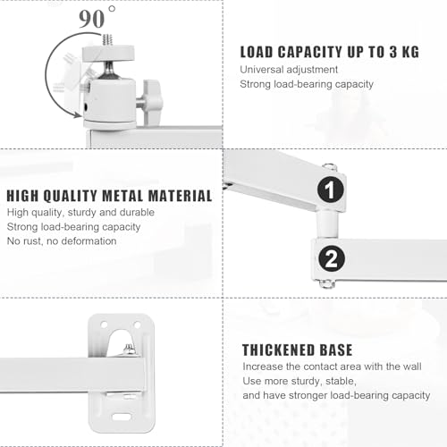 lemgyiamz Faltbare Beamer Wandhalterung, Beamer Halterung Wand mit 360° Schwenkarm, Multi-Winkel Verstellbare Projector Stand, Beamer Halterung Decke für Heimkino, Spielzimmer, BüRo