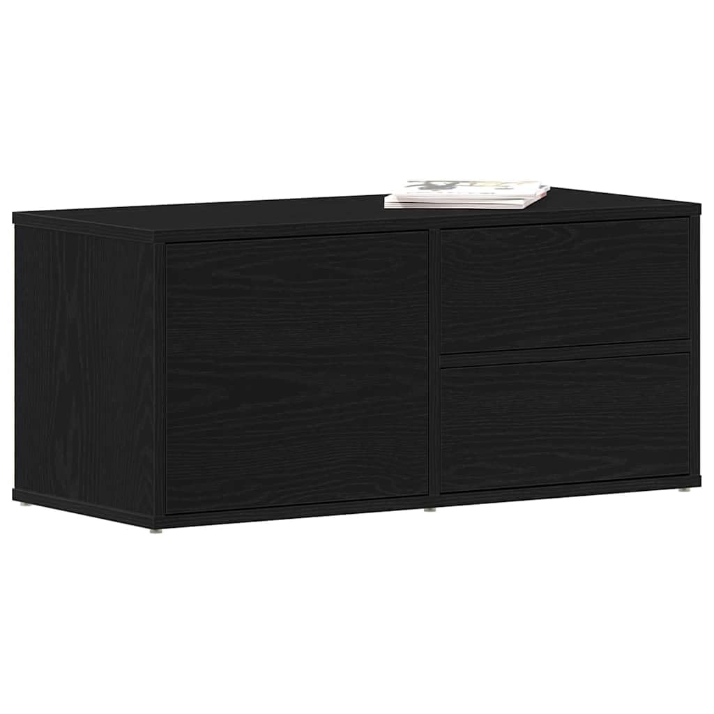 TV-Schrank Schwarz Eichen-Optik, 80x34x36 cm Holzwerkstoff, modernes Design, Media Center für Wohnzimmer, Schlafzimmer, Flur