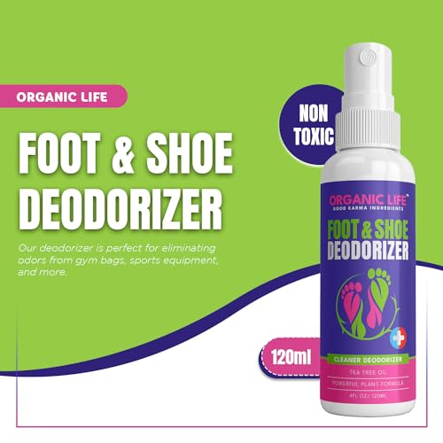 Image of Organic Life Shoe Spray Deodorizer, Eliminator Spray for Foot and Shoe, Tea Tree & Witch Hazel Foot Spray and Shoe Freshener, Shoe Protector Spray, Odour Remover for Shoes