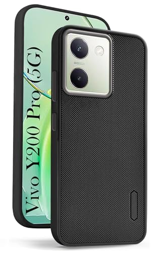 Image of Jkobi Silicone Back Cover Case for Vivo Y200 Pro 5G (Textured Grip Design | Camera Protection | Slim and Light Weight | Soft Touch and Feel | Black)
