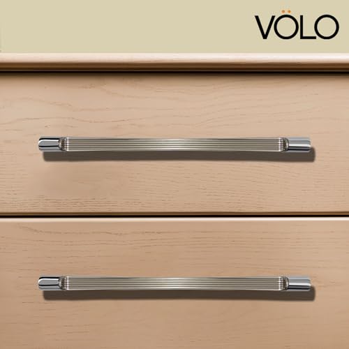 Image of VOLO Wardrobe Cabinet Handle - Sleek Pull Handle for Drawers, Wardrobes, Sliding Doors, and Cabinets in Kitchen, Bedroom, and Office (R-241) (1, Silver, 288MM (12 Inch))