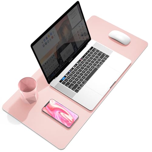 Image of YSAGi Dual-Sided Desk Pad Protector, Desk Mat with Non-Slip - Waterproof PU Leather Office Desk Blotter for Mouse, Keyboard, Writing (23.6 inch x 13.7 inch, Pink)
