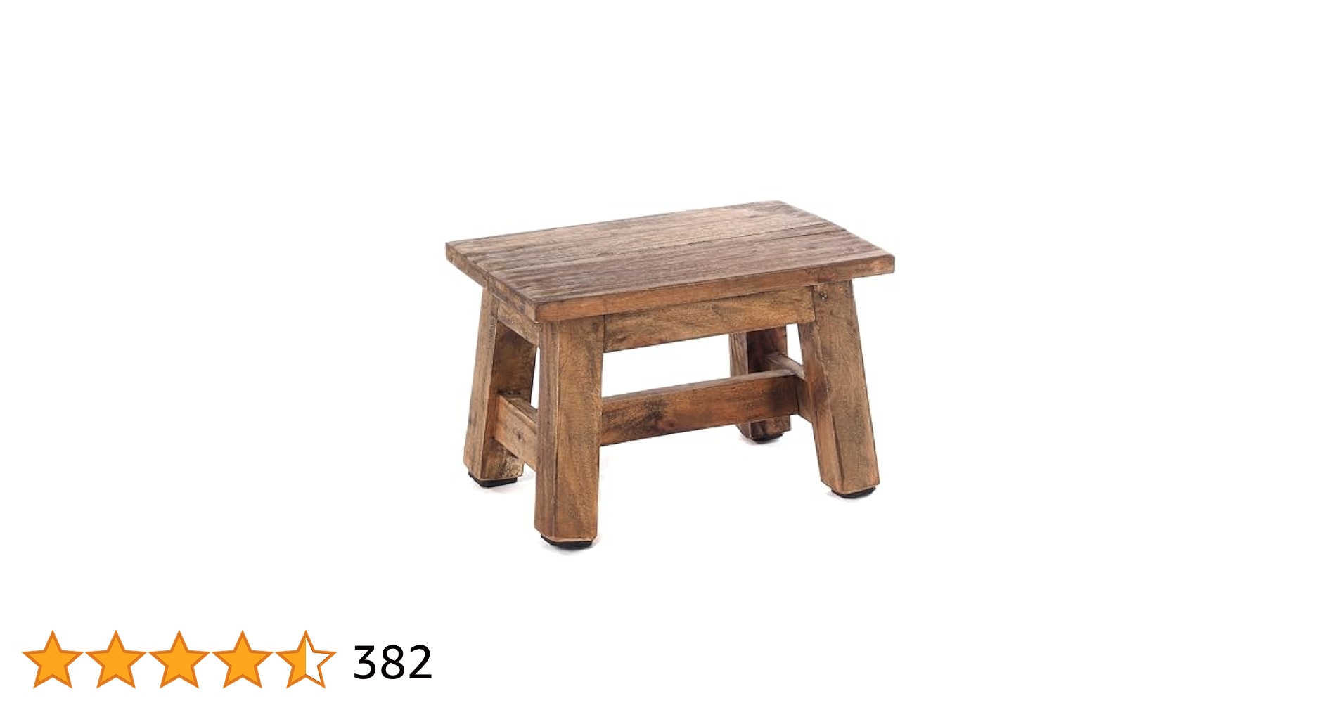 Sgabello In Legno Vintage PALO - Design Rustico 27.5x26x26cm, Mogano Riciclato, Marrone Scuro