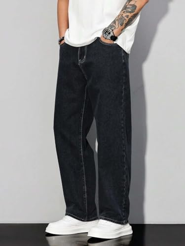 Image of KOTTY Mens Solid|Mid Rise| Coin Pocket|Button|Ankle Length|Loose Fit|5 Pocket Jeans for Mens