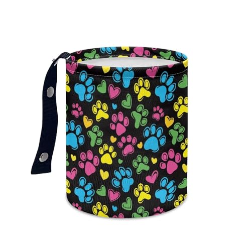 Image of Colorful Dog Paw Car Garbage Can Mini Car Trash Bin Hanging Headrest with Adjustable Buttons Multipurpose Cars Organizer