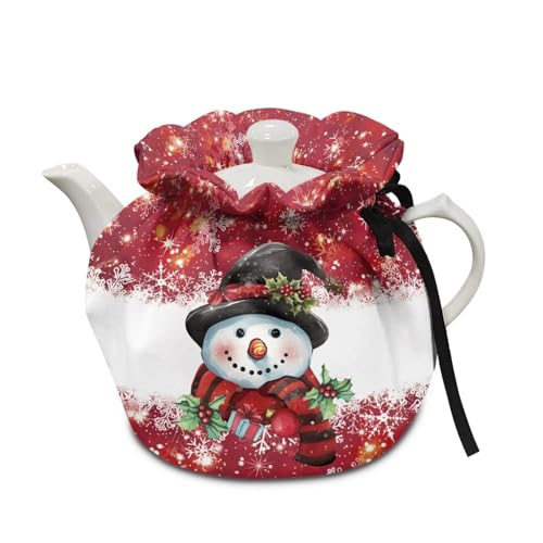Image of Christmas Tea Pot Cover Keep Tea Warm Snowman Insulation Teapot Cozies Machine Washable Kettle Cover Breakfast Warmer Home Decor for Kitchen Tea Party Table Decor