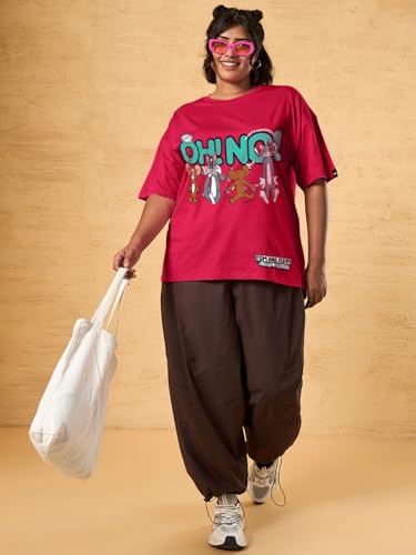 Image of Bewakoof Women's Cotton Cartoon Oversized Fit T-Shirt
