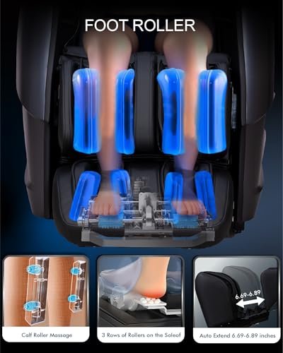 Image of Upgrade 4D Massage Chair Zero Gravity Massage Chair Full Body and Recliner AI Voice Control Auto Legrest Calf & Foot Rollers Heated Program Customization Black