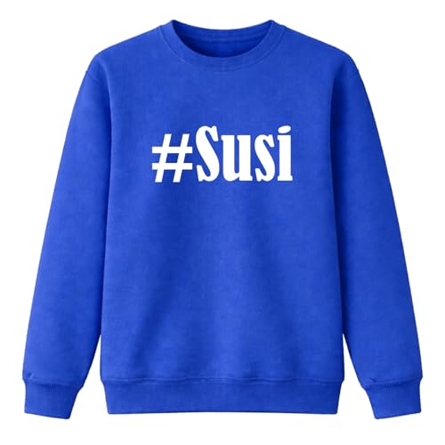 Sweat-shirt Hashtag #Susi bleu pour vos sorties décontractées en famille