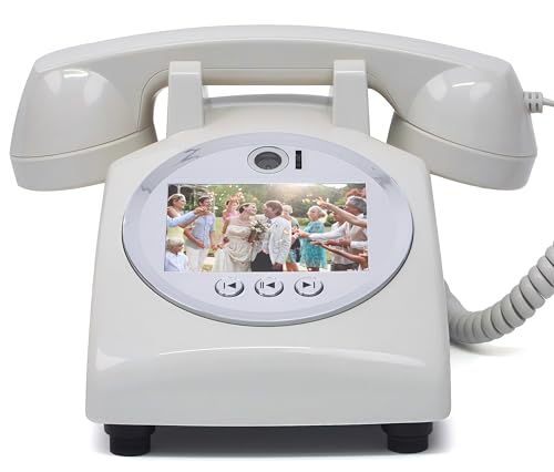 Image of Video & Audio Guest Book Wedding Phone Guestbook Creative Easy to Use & Fun Engagements Anniversaries Baby Showers Graduation (Victorian, Off-White)