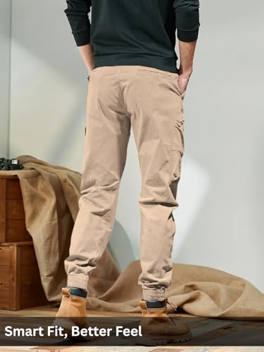 Image of Leriya Fashion Men's Cargo Pants with Pockets | Cotton Joggers for Men | 6 Pocket Jeans Pant | Casual Trousers for Men | Comfortable Casual Workwear Joggers