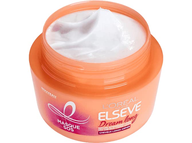 L'ORÉAL Elvive Dream Long Length-Saving Mask for Long and Straight Hair 300 ml (10.1 Fl Oz), 1 unit - Made in Italy, Bianco