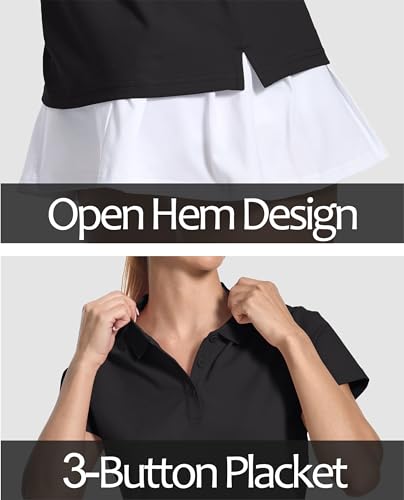 MAGCOMSEN Women's Polo Shirts Cotton 3-Button Short Sleeve Collared Tops Summer Cool Shirt Uniform Casual Shirts4