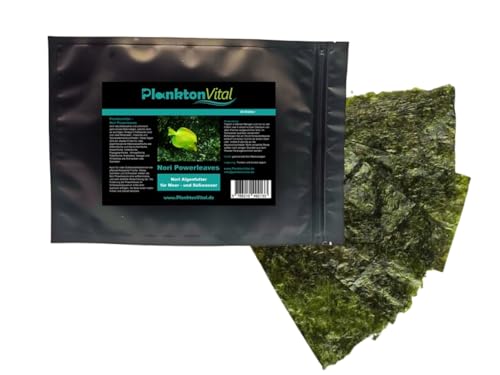 PlanktonVital Nori Powerleave Nori-Algenblätter Seaweed Meerwassser Algenfutter Fischfutter Nori Algen 10 Blätter (10)