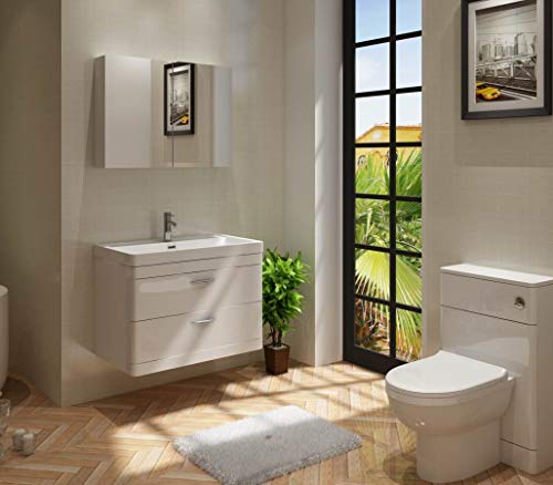 VeeBath Cyrenne High Gloss White Floor Standing WC Back to Wall BTW Toilet Cabinet with Open Access Cistern Unit - 500mm