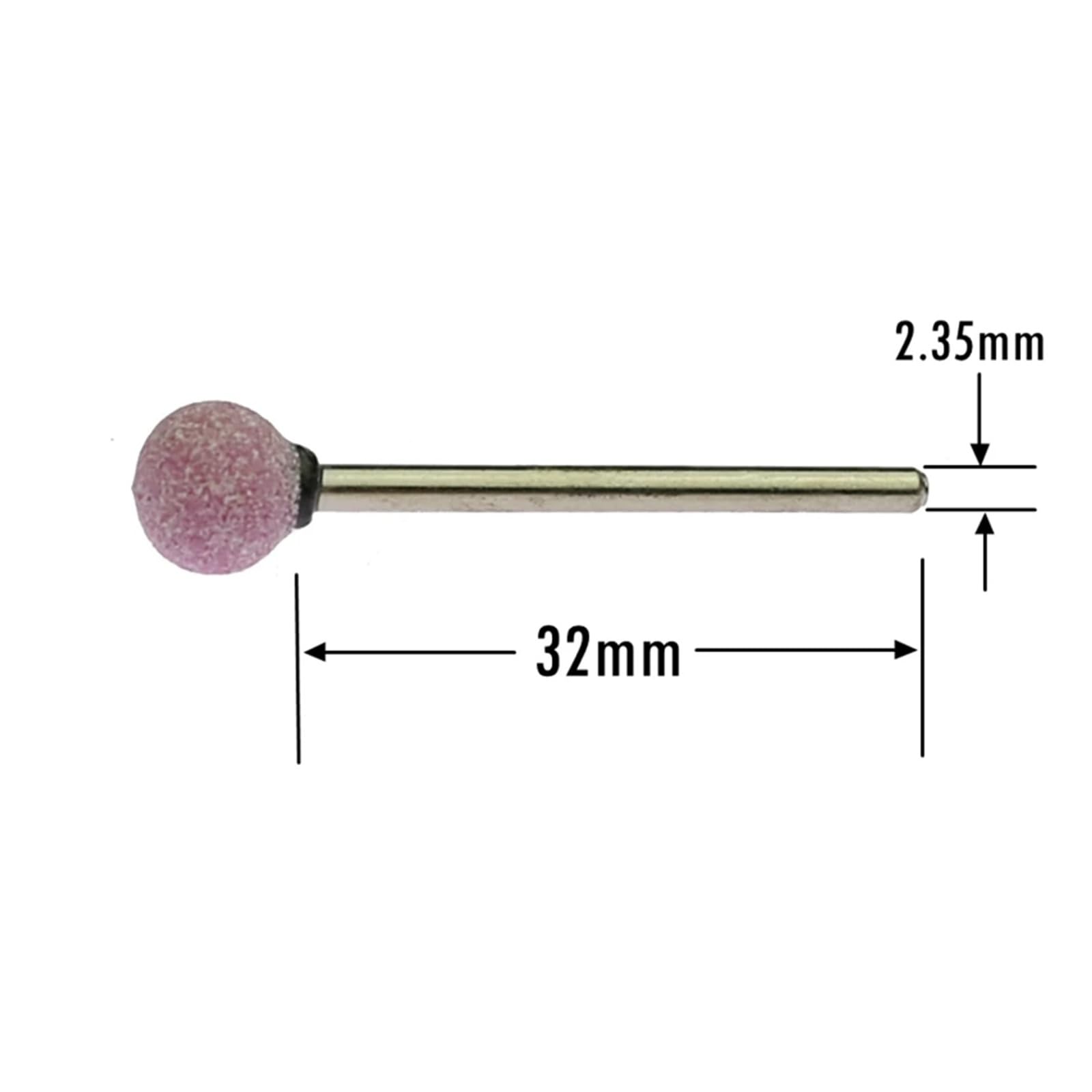 Lot de 6 têtes de meulage en céramique à pointe sphérique montées sur tige de 2,35 mm for le polissage dentaire des ongles