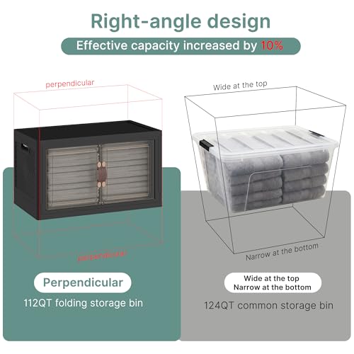 Image of UAMFURI 336QT Lockable Storage Bins with Lids - Stackable Storage Cabinet with Doors and Wheels, Collapsible Plastic Organizer and Containers for Bedroom Dorm Office Garage, 3 Pack Cubes | Stackable Organizer with Doors & Wheels, Foldable Containers for Bedroom, Dorm, Office & Garage Storage