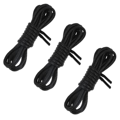 WLLHYF 6 cordones redondos encerados para zapatos, cuerdas finas de 3/32 pulgadas, cordones Oxford formales de negocios para hombres y mujeres, Black